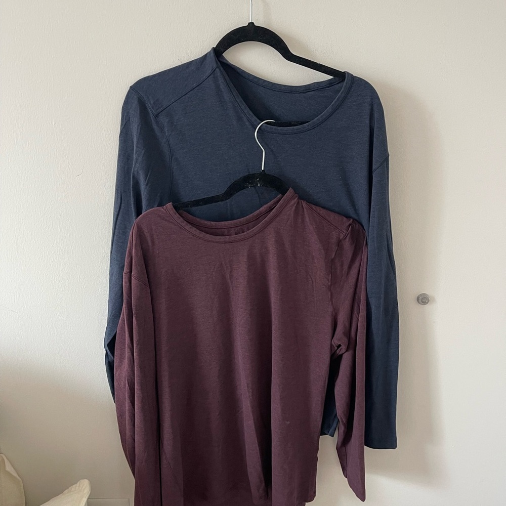 lululemon athletica Long Sleeve Shirts - Navy and Burgundy
